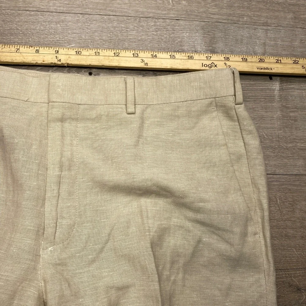 Cubavera Dress Pants Mens 36x30 Beige Linen Blend Pleated Tropical Summer Beach